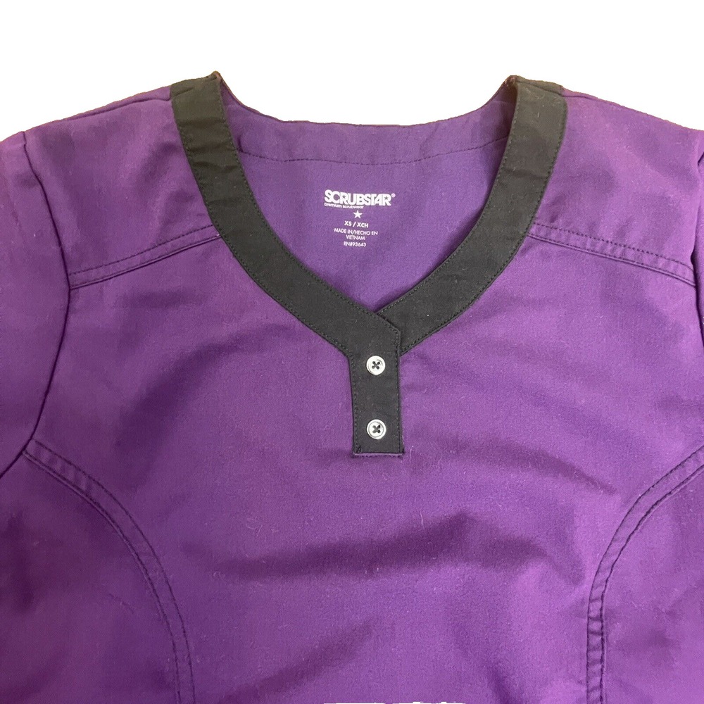 Scrubstar Scrub Top XS Extra-Small V-Neck Purple - Medical Dental Veterinary
